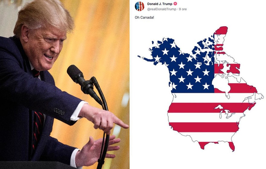 USA-Canada, Trump pubblica cartina con l'annessione stellestrisce
